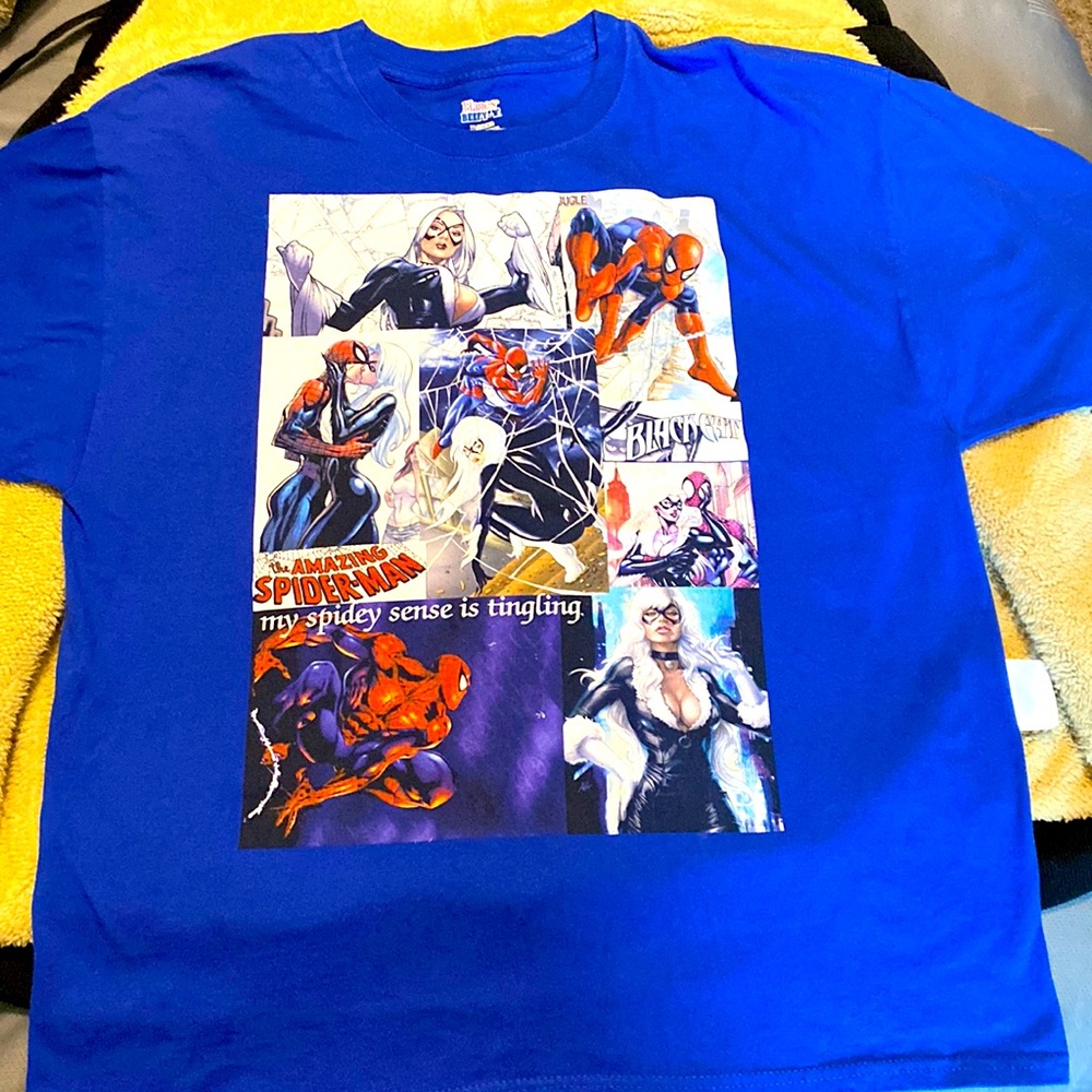 Mens Deep Blue XL Hanes Vintage Spider-Man Tee